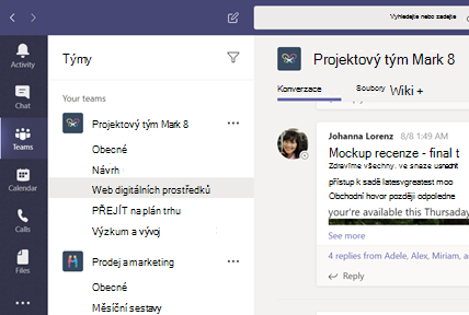 Týmy a kanály v Teams