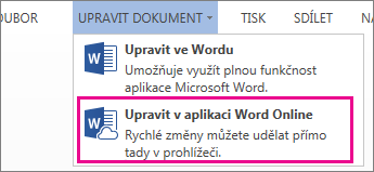 Obrázek příkazu Upravit v aplikaci Word Web App