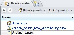 Přidání stránek v aplikaci SharePoint Designer 2010