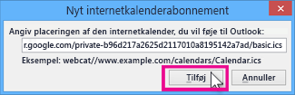 Abonnere på internetkalender