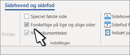 Knappen Lige/ulige vælges på båndet i sidehovedet