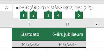 Beregn en dato, der er baseret på en anden dato