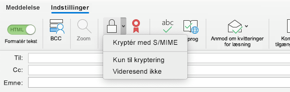 Indstillingen Kryptér med S/MIME