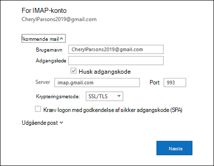 Vælg Serverindstillinger for at ændre dit brugernavn, din adgangskode og dine serverindstillinger.