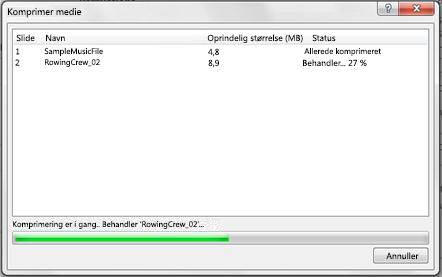 Mediekomprimering er i gang