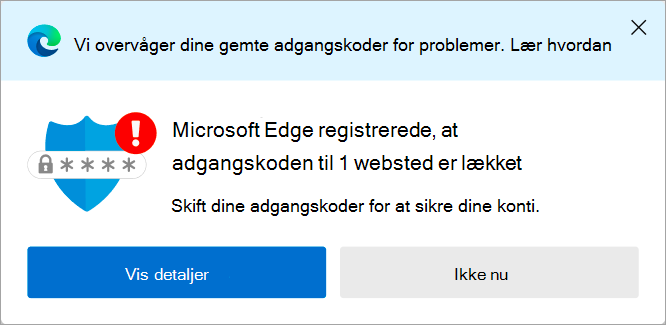 Besked om lækket adgangskode