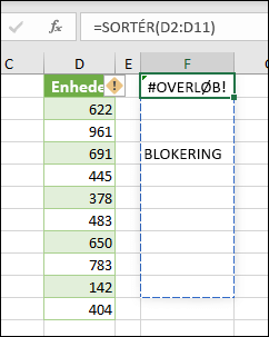 Fejl med #OVERLØB! – Overløbsområde er ikke tomt