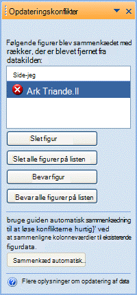 Opdater konfliktvindue med figurer, som ikke længere har en tilsvarende række i datakilden.