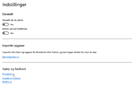 Tryk på Få support