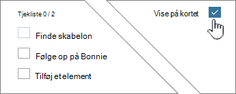 Klik på Vis på kort for at få vist tjekliste
