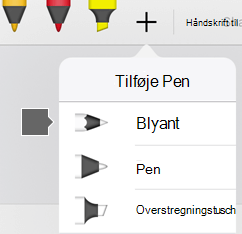 Pennegalleriet i Office til iPad og iPhone indeholder en blyantstruktur