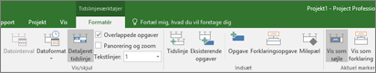 Fanen Formater for visningen Tidslinje