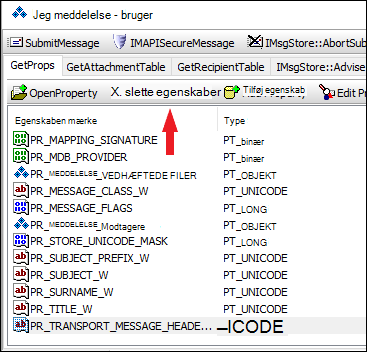 Brug OutlookSpy til at slette egenskaben PR_TRANSPORT_MESSAGE_HEADERS.