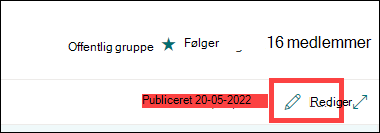 Forhåndsvisning af knappen Rediger på SharePoint-siden