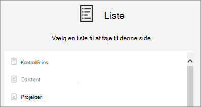 Vælg en liste