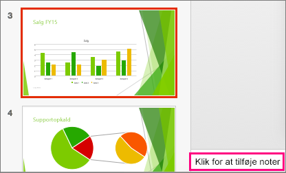 Viser noteruden i PowerPoint 2016 til Mac