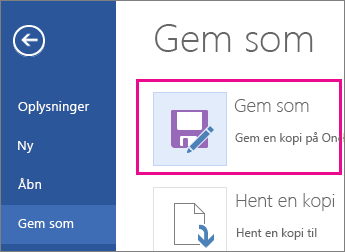 Gem en fil til OneDrive