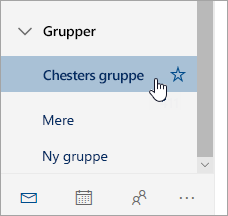 Et skærmbillede af en gruppe  i navigationsruden