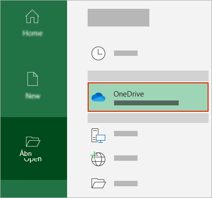 Dialogboksen Åbn i Office, der viser OneDrive-mappen