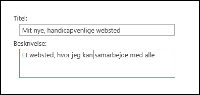 Dialogboksen Ny webstedstitel i SharePoint Online