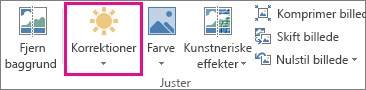 Knappen Rettelser under fanen Formatér i Billedværktøjer