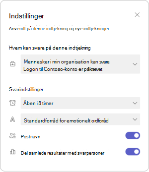 Administrer indstillinger for indtjekning