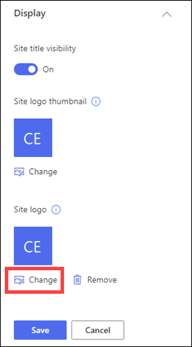 Opdatering af webstedslogoet i grupperingen af sidehoveder.