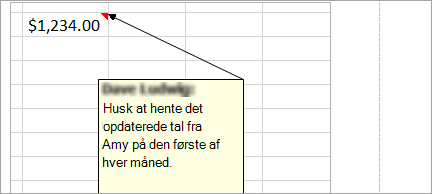 Føj note til dit regneark