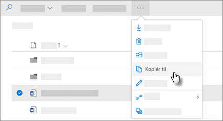 Skærmbillede af Kopiér for at kommandere i OneDrive for Business