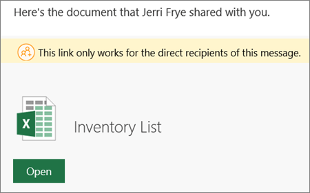 Eksempel på e-mail-notifikation af delt SharePoint-fil