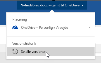 Markøren klikker på filnavn, Se alle versioner