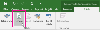 Knappen Opdater under fanen Aftaler