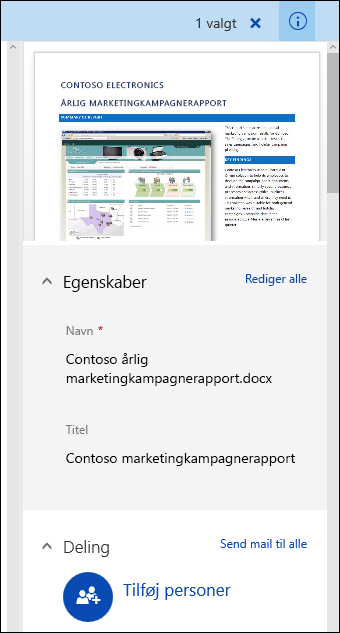 Office 365 Metadatrude til dokument