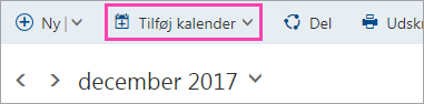 Et skærmbillede af knappen Tilføj kalender