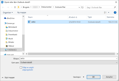 Vælg den fil, der hedder "arkiv".