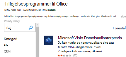 Viser tilføjelsesprogrammet Datavisualisator i Excel