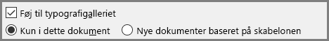 Galleriet Føj til typografier i Word