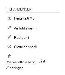 Afsnittet File Actions