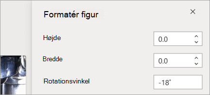 Viser kontrolelementer til figurformatering