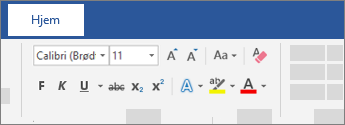 Tekstformateringsindstillinger på båndet i Word