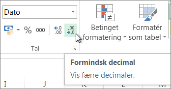 Knappen Formindsk decimal