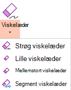 PowerPoint til Office 2019 har fire viskelædere til digital håndskrift.