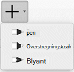Office 365 abonnenter kan tegne blæk med tre forskellige teksturer: en blyant, en pen eller en highlighter