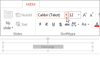 Rediger skrifttypen i sidefoden