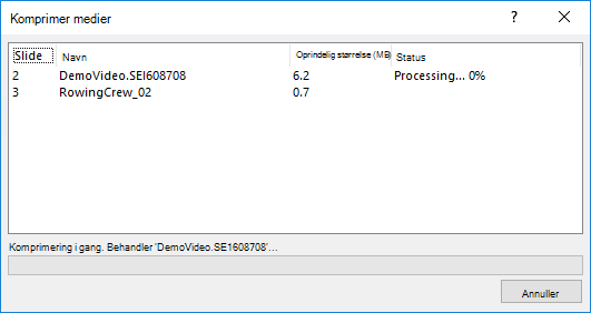 Mediekomprimering er i gang