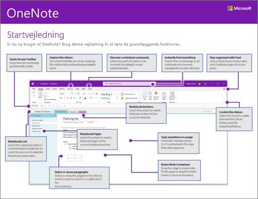 Startvejledning til OneNote 2016 (Windows)