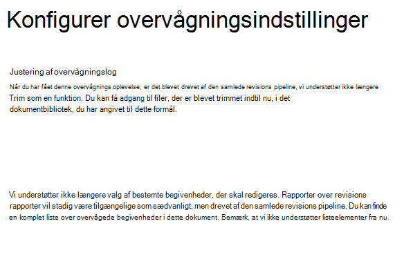 Indstillinger for SPO-overvågning