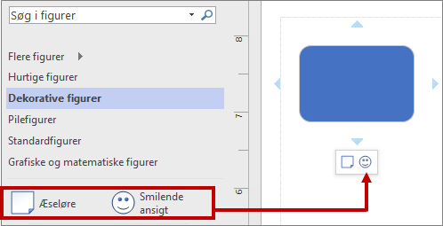 Miniværktøjslinjen ved hjælp af en anden stencil ved omorganisering