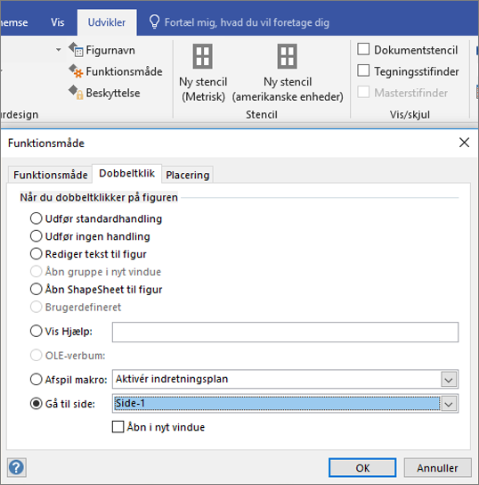 Visio handlingen Dobbeltklik