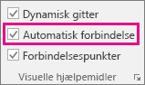 Markér eller fjern markeringen af Opret forbindelse automatisk på fanen Vis for at aktivere eller deaktivere Opret forbindelse automatisk.